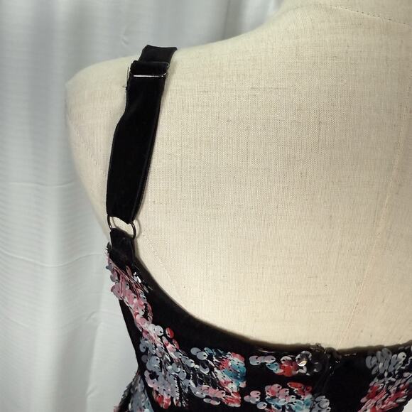 Dress the Population Lindsay Sequin Velvet Mini Dress Size Small Black EUC - Picture 7 of 14